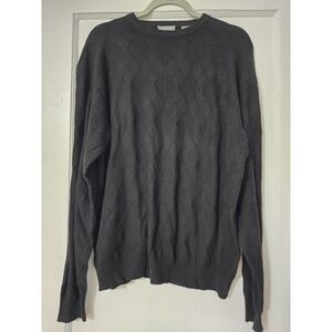 CH Classics Silk Cashmere Sweater Men's Large Black Argyle Crew Neck